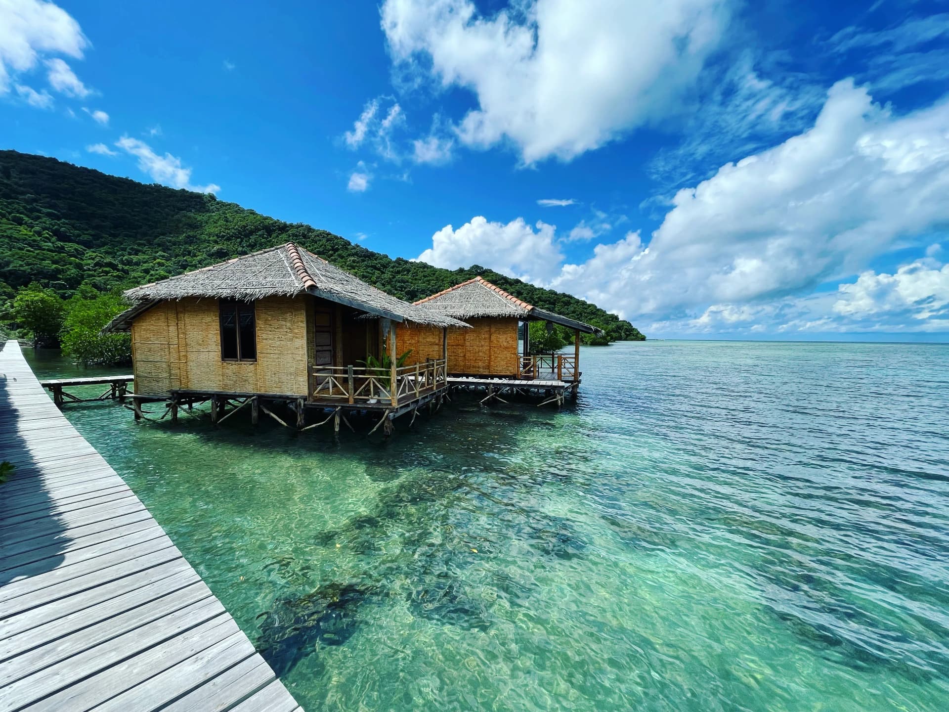 Handcrafted bamboo and reclaimed wood structure at Floating Paradise Karimunjawa